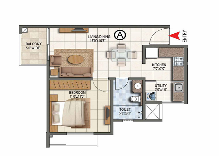 Winds of Change by CKPC 2 BHK Floor Plan